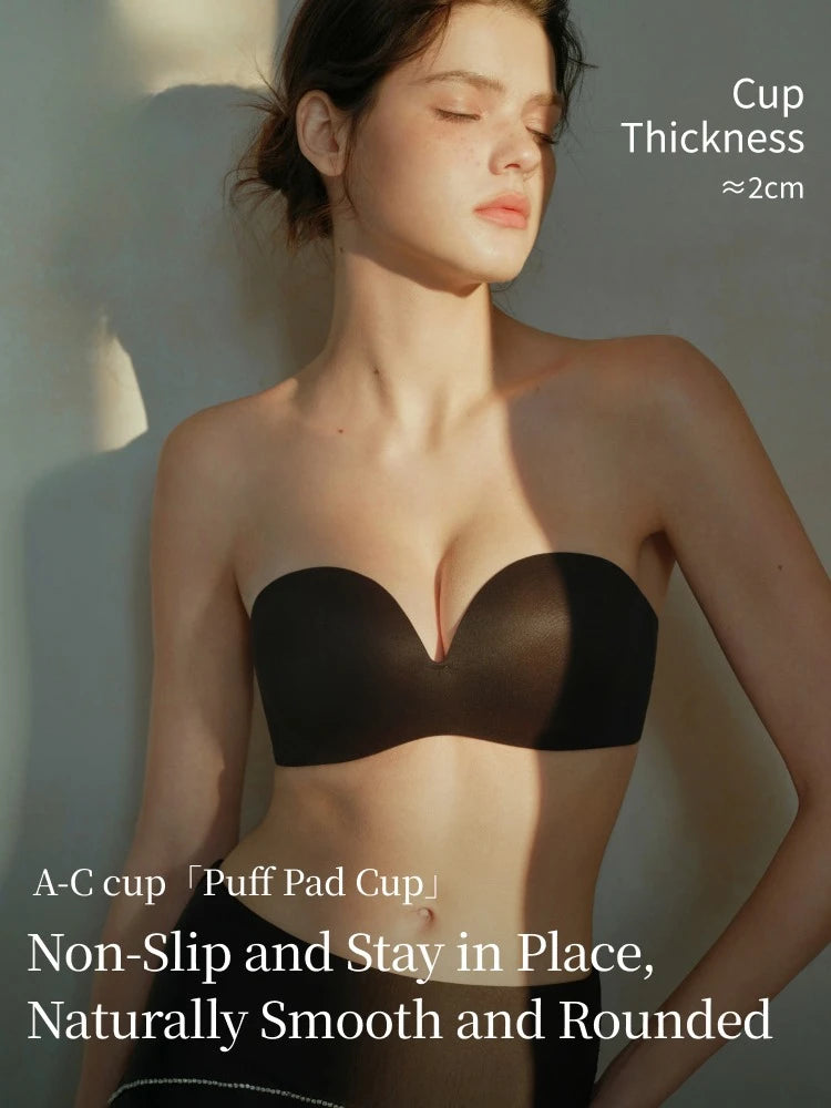 SUJIIN Summer Strapless Bra Set for Women Sexy Wireless Seamless Push Up Invisible Bras Tube Tops Female Underwear MX266+N194
