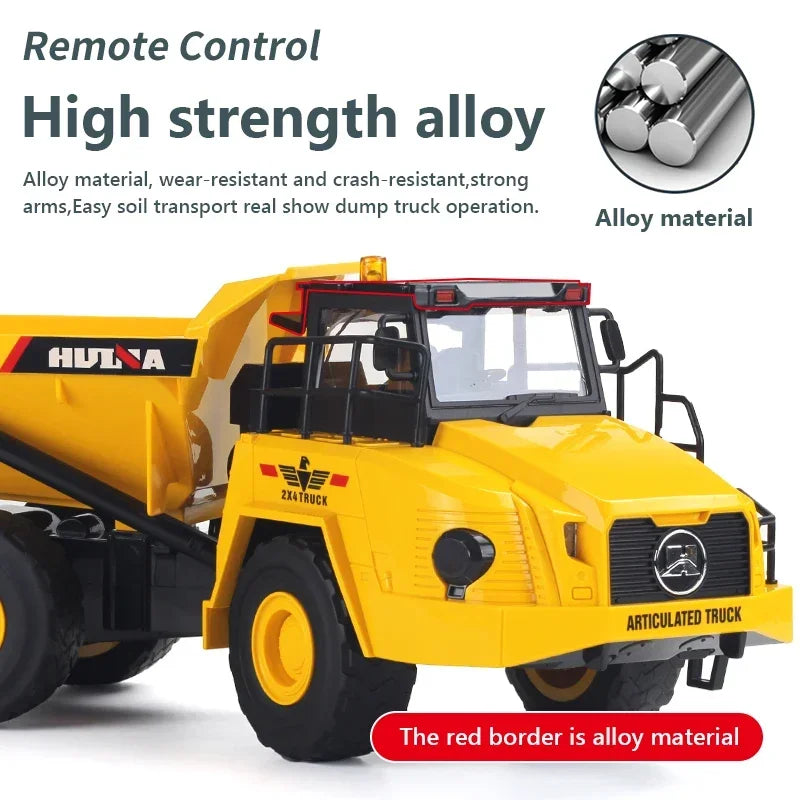 Huina 1553 RC Truck 2.4G Remote Control Alloy Dump Excavator Electric Tractor Engineering Vehicle Model Kid Toy Boy Xmas Gifts
