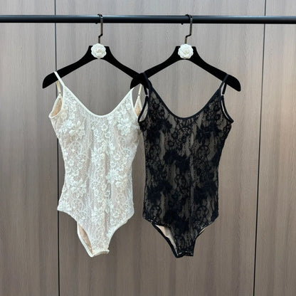 2026 New Arrival Women's Y2K Bodysuit Style Backless Lace Camisole Spring Summer Slim Fit White Tank Top for Outerwear