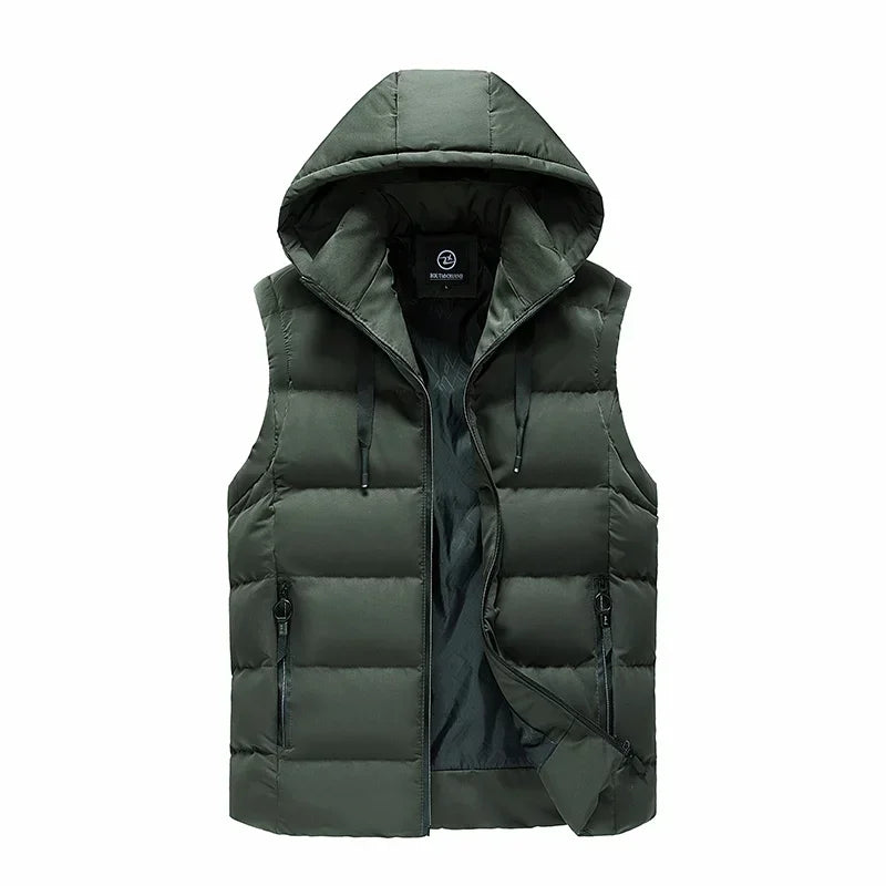 2025 New Puffer Sleeveless Coats Mens Solid Color Down Jacket Winter Warm Vest Jacket Men Waistcoat Outwear Windbreaker Clothing