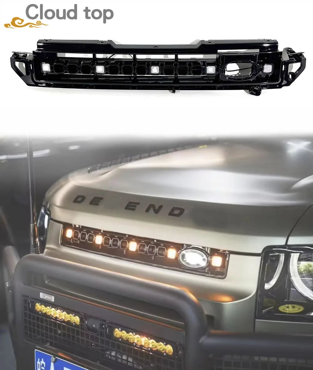 Car Ventilation Grille Front Bumper Grill With Led Dynamic Running Light OCTA for Land Rover Defender 20-25 90 110 130