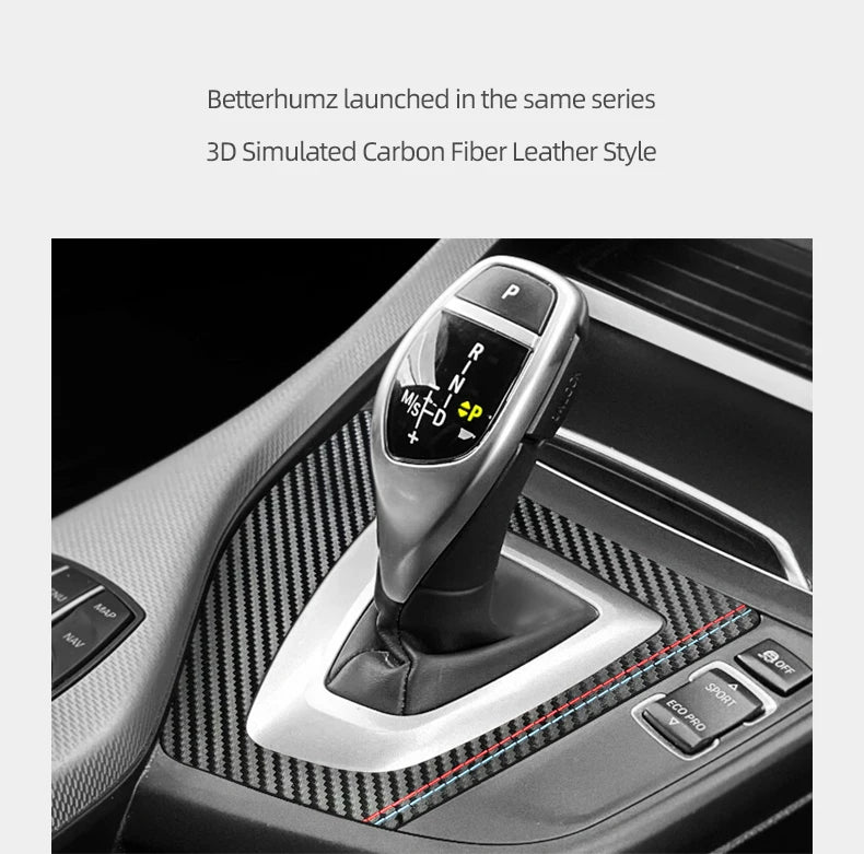 Center Console Gear Shifter Panel Trim Sticker For BMW F20 F21 2012-2019  Made of Alcantara Carbon Fiber Car Interior Accessory
