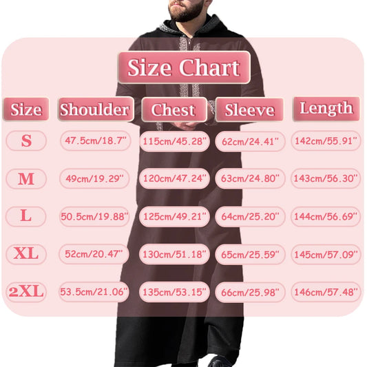 Men's Loose Hooded Moroccan Clothing Robe Men Luxury Embroidered Long Sleeve Abaya Middle East Juba Tobe Muslim Traditional Robe