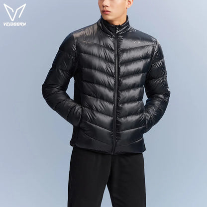Veidoorn Premium Down Jacket for Men Heavy Duty Warm Winter Coat with Real Duck Feather Waterproof Windproof Outdoor Ski Jacket
