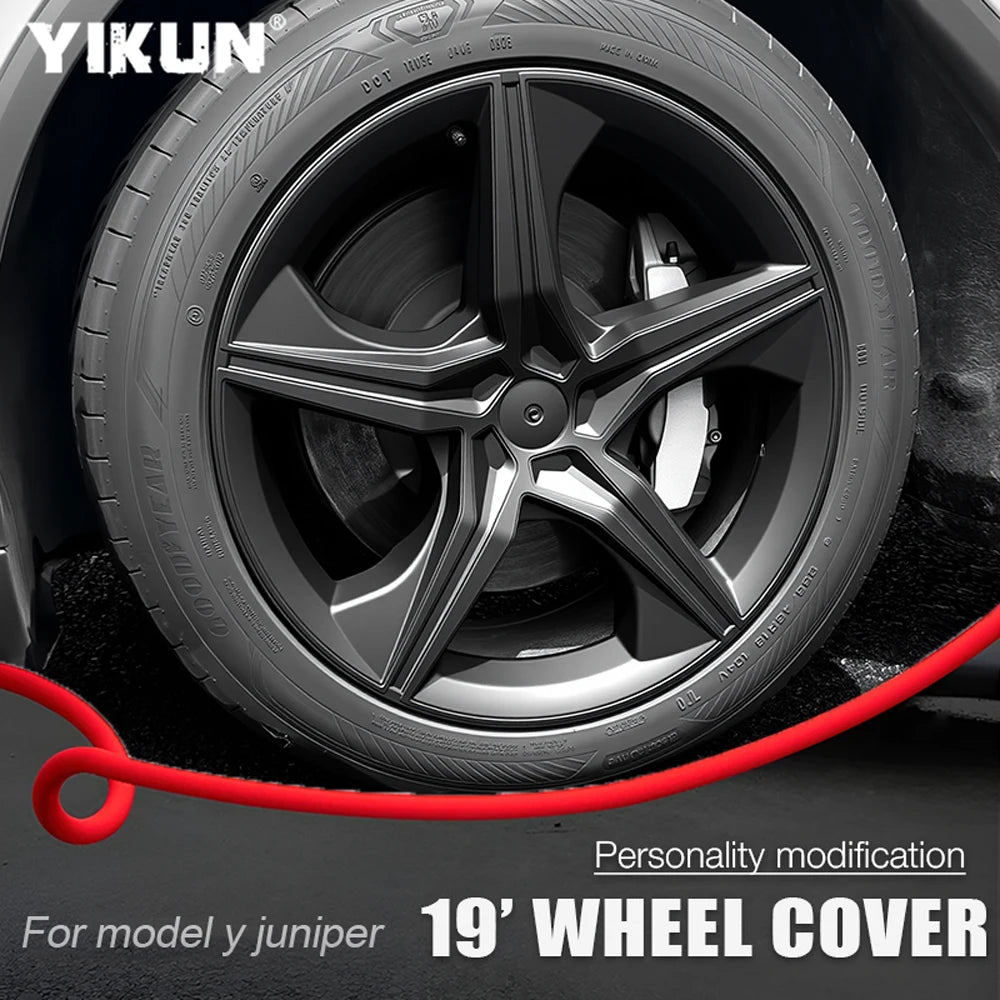 4PCS Hub Cap For Tesla New Model Y Juniper 19 Inch Juniper Tire Performance Replacement Crossflow Full Wheel Cover Rims 20252026