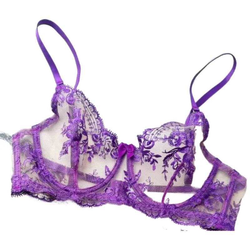 Bestseller 2026 New Arrival Embroidery Purple Ladies Bra Ultrathin Cup Lift Gather Sensual Mood Fashion Daily Women Lingerie Set
