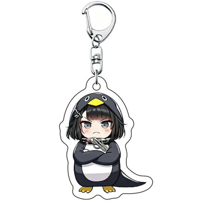 Gugugaga Penguin Keychains Anti-stress Keycap Keychains Cute Penguin Girl Keyrings Bag Charms Gifts 키캡