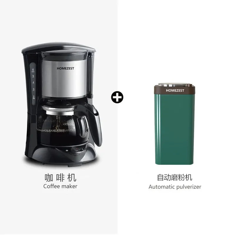 220V HOMEZEST German Coffee Maker Automatic Drip Coffee Machine Mini American Brewer for Home Tea WAQ
