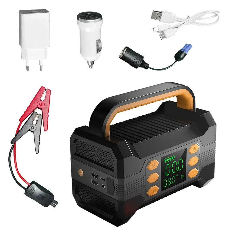 FHKJ 5-in-1 Car Jump Starter Air Pump Compressor Power Bank Starting Device Portable Battery Boosters Car Roadside Emergency Kit