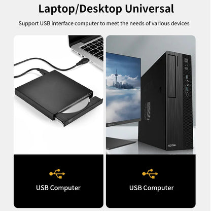 DeepFox USB External CD DVD Reader CD/DVD Drive USB2.0 External Disk Drive CD-ROM DVD-ROM Optical For Macbook Laptop Desktop PC