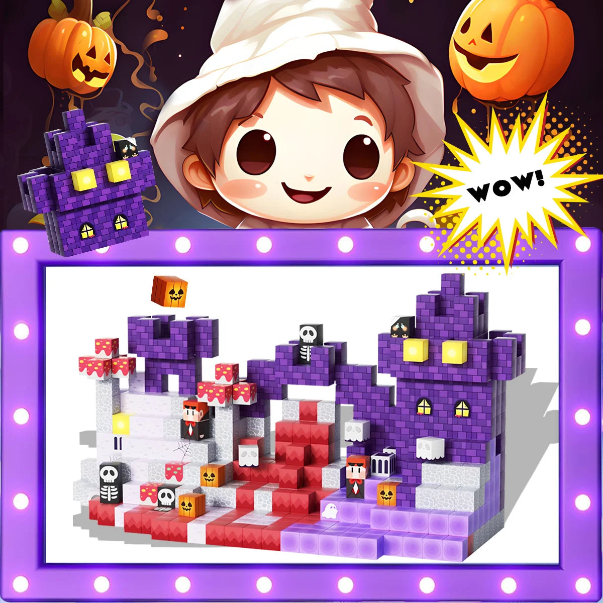 Halloween Day Theme Magnetic Building Blocks, Magnet Cubes, Magnetic Toys, Perfect Birthday Christmas Halloween Gifts