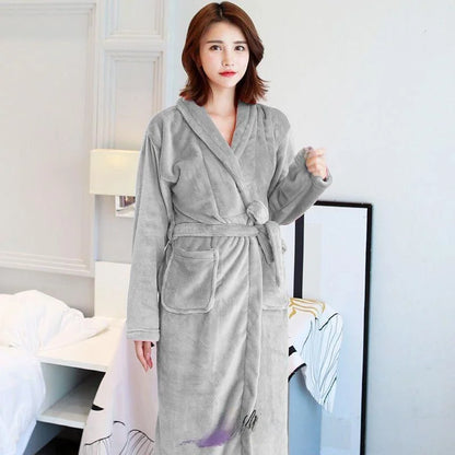 Thiened Long Pajamas Couples Flannel Spwear Coral Fce Home Clothes Men Women Robe Autumn Winter Nightgown Casual Sle