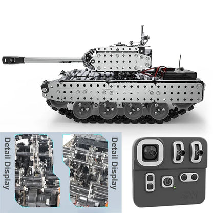 Metal building block tank assembly alloy excavator robot with power system remote control toy
