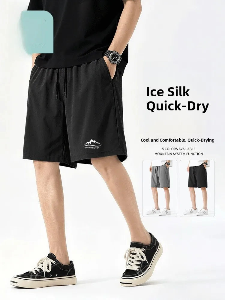 Jeanswest Life Men's Ice Silk Shorts Summer Loose Large Size Quick Dry Five-Quarter Length Casual Sporty Trousers