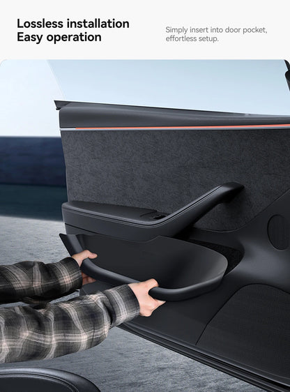 YZ For Tesla Model 3/Y/YL Highland Juniper Car Door Side Storage Box Front Rear Side TPE Door Storage Organizer Tray Accessories