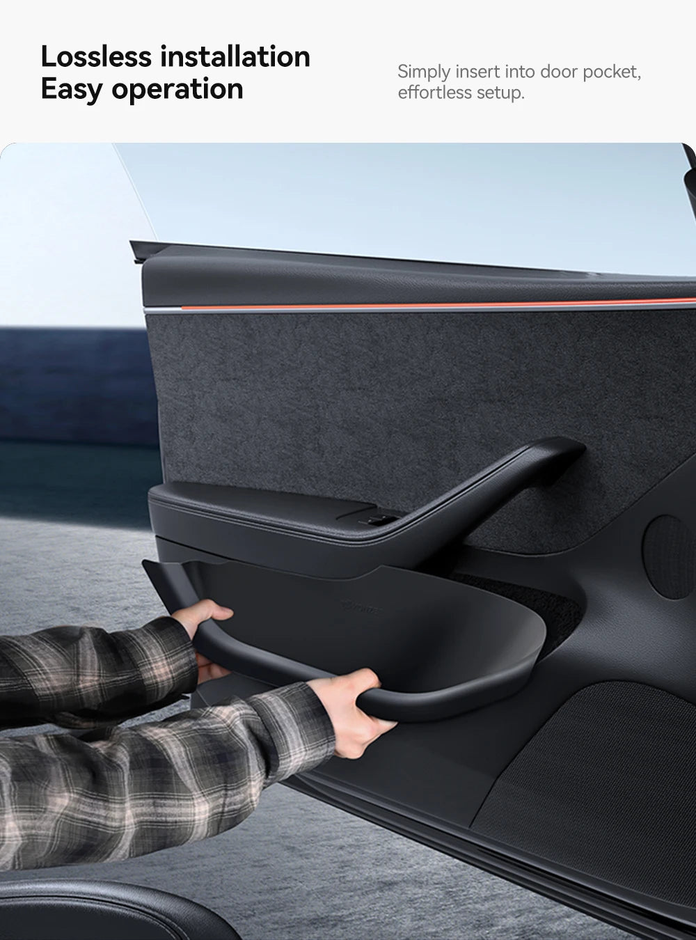 YZ For Tesla Model 3 Y Highland Juniper Car Door Side Storage Box Front Rear Side TPE Door Storage Organizer Tray Accessories