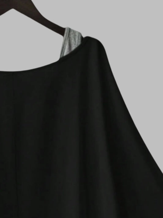 Plus Size Women's Batwing Sleeve Tops Loose Fit Layered Look Blouse with Built-in Inner Tank