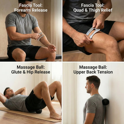 Professional 2-in-1 Fascia Set Stainless Steel Gua Sha Tool & Spiky Massage Ball for Deep Tissue Myofascial Release Recovery
