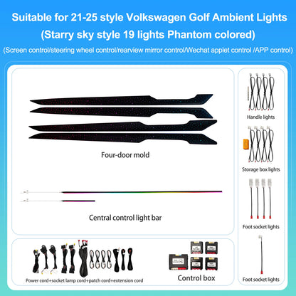 Custom Ambient Lighting Kit for 2010-2025 VW Golf MK6/7/7.5/8/8.5 1:1 OEM Mold Dashboard Four Door Panel Decoration Atmosphere