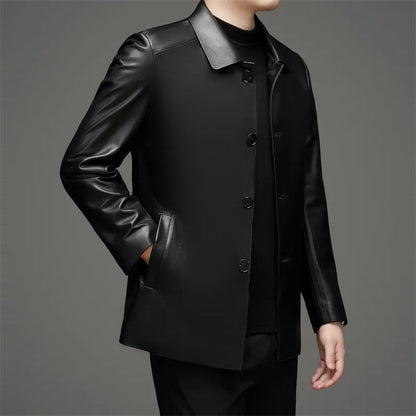 QYLVAWOY Real Sheepskin Coat Men's Leather Jackets 2025 Autumn Winter Male Single-breasted Genuine Leather Jacket for Man 가죽재킷
