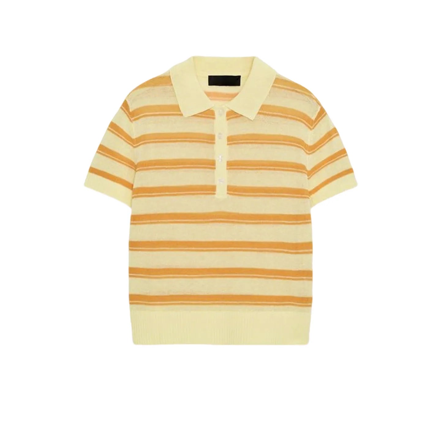 Summer New Women's Casual Style Button Decorated Striped Short Sleeve  Neck Knitted Sweater Loose Fit Classic Pattern Pol...