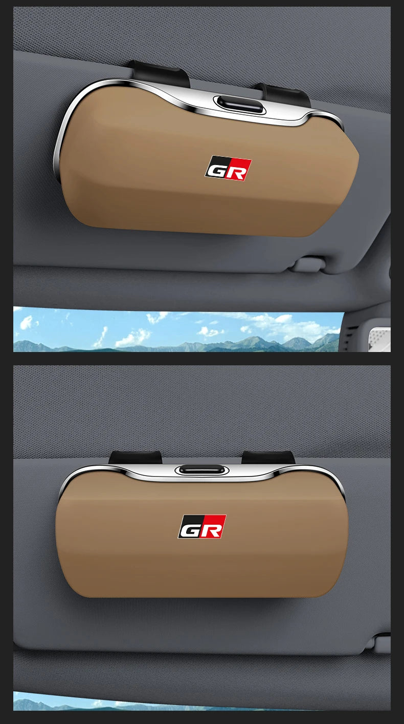 Car Eyewear Case Box Sunglasses Holder Sun Visor Storage Protective Frame Box Glasses Clip For Toyota GR Sport Rav4 Yaris Camry