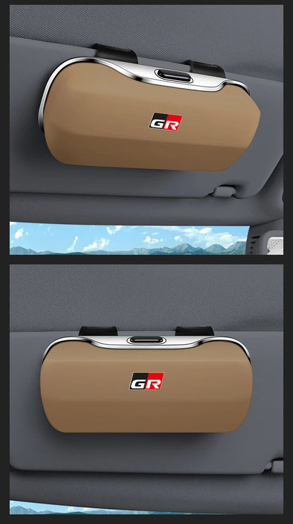 Car Eyewear Case Box Sunglasses Holder Sun Visor Storage Protective Frame Box Glasses Clip For Toyota GR Sport Rav4 Yaris Camry
