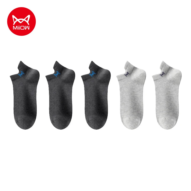 MiiOW 5 Pairs Harajuku Cotton Man Socks Fashion Contrast Color Antibacterial Men's Boat Socks Breathable Soft Anti Slip Sock