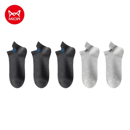 MiiOW 5 Pairs Harajuku Cotton Man Socks Fashion Contrast Color Antibacterial Men's Boat Socks Breathable Soft Anti Slip Sock