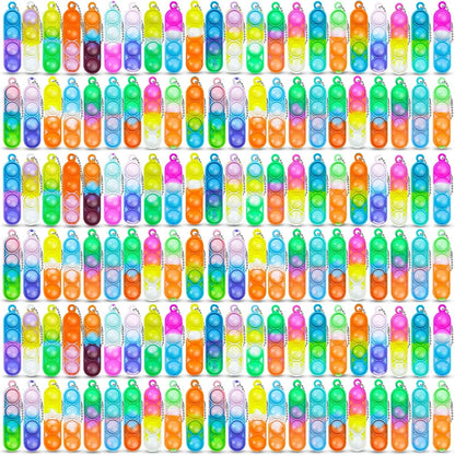 30-200pcs Mini Pop Keychain Fidget Toys Push Pop Bulk Keychain Party Favors For Kids Pop Bubble Toys Pack Boys Girls Adults