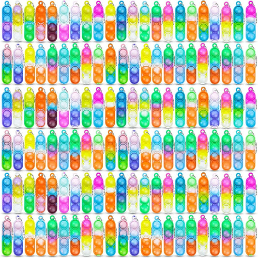 30-200pcs Mini Pop Keychain Fidget Toys Push Pop Bulk Keychain Party Favors For Kids Pop Bubble Toys Pack Boys Girls Adults