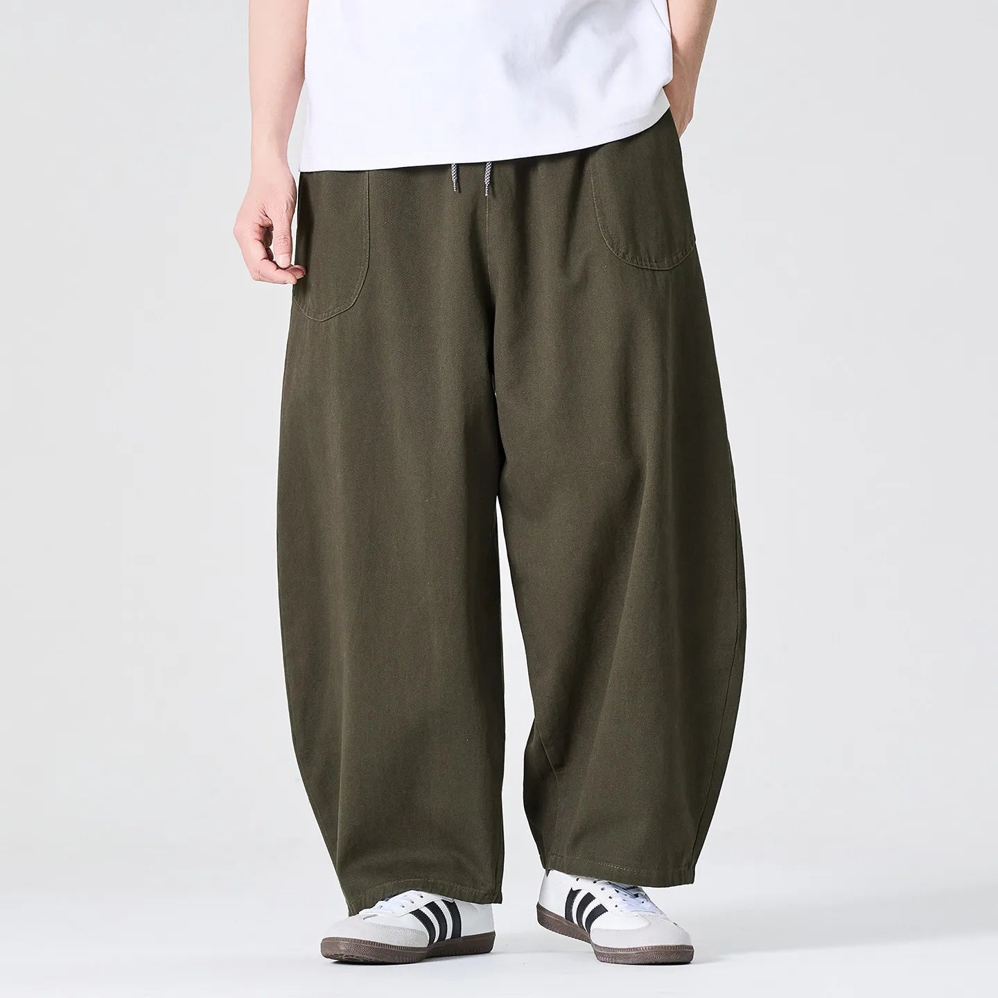 Wide Leg Pants Men Loose Fashion Harajuku Casual Trousers Men Cotton Comfortable Joggers Solid Color Cargo Pants Men Streetwear
