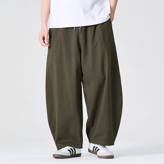 Wide Leg Pants Men Loose Fashion Harajuku Casual Trousers Men Cotton Comfortable Joggers Solid Color Cargo Pants Men Streetwear
