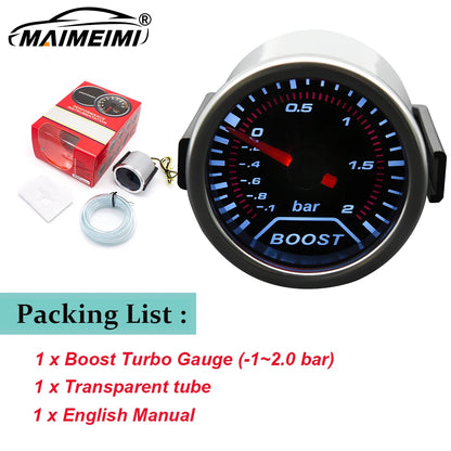 12V Boost Gauge Water Temp  2" 52mm LCD Display Turbo RPM Tachometer Oil pressure gauge with sensor -1-2.0-3.0 bar Racing Meter