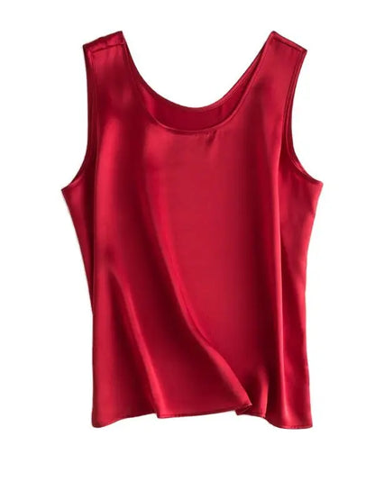 SuyaDream. Women Basic Cozy Tanks, 100%Real Silk, O neck Sleeveless Chic T Shirt, 2025 Solid Summer Vests, White, Pink, Beige