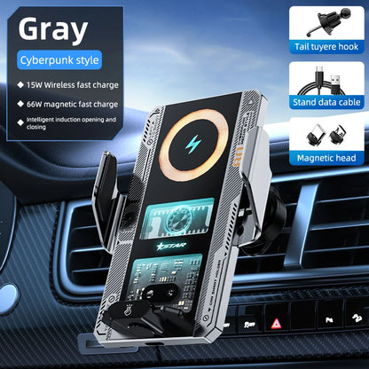 Car Smart Sensing Automatic Clamping Mounts For Samsung iPhone Xiaomi Phone Holder Wireless Charger Mounts 15W/66W Fast Charging