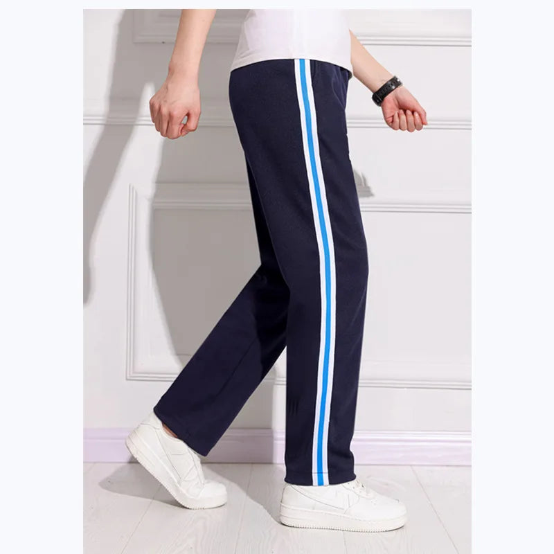 Black Unisex New Track Pants Casual Sweatpants mens Striped Bastic Trousers Straight Pants Joggers Simple Work Pants
