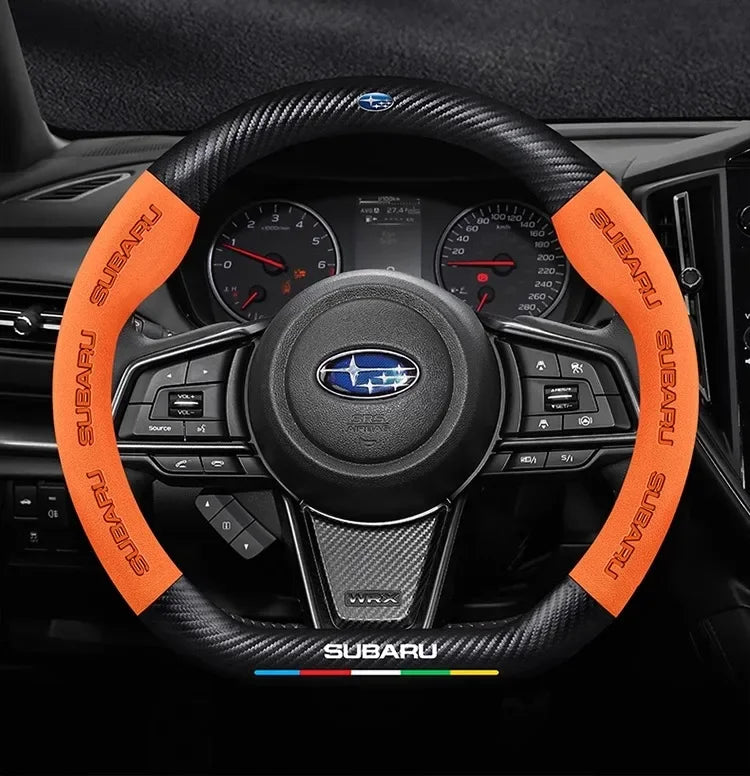 For Subaru STI Brz Wrx Xv Ascent Forester Outback Impreza Legacy Car Suede Carbon fiber Anti-slip Ventilate Steering Wheel Cover
