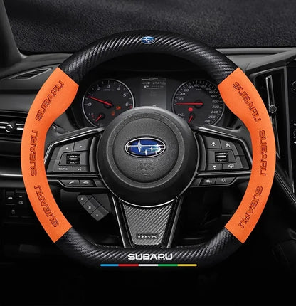 For Subaru STI Brz Wrx Xv Ascent Forester Outback Impreza Legacy Car Suede Carbon fiber Anti-slip Ventilate Steering Wheel Cover