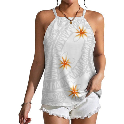 Custom Wholesale Women Summer Halter Everyday Casual Wear Polynesian Style Fiji Island Print Custom Design Strapper Vest