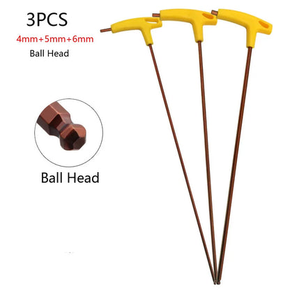 400mm Length 3-10mm Hex Key Wrench  T-Handle Spanner Flat/Ball Head Socket Screwdriver Allen Hex Wrench Hand Tool Extra Long Arm