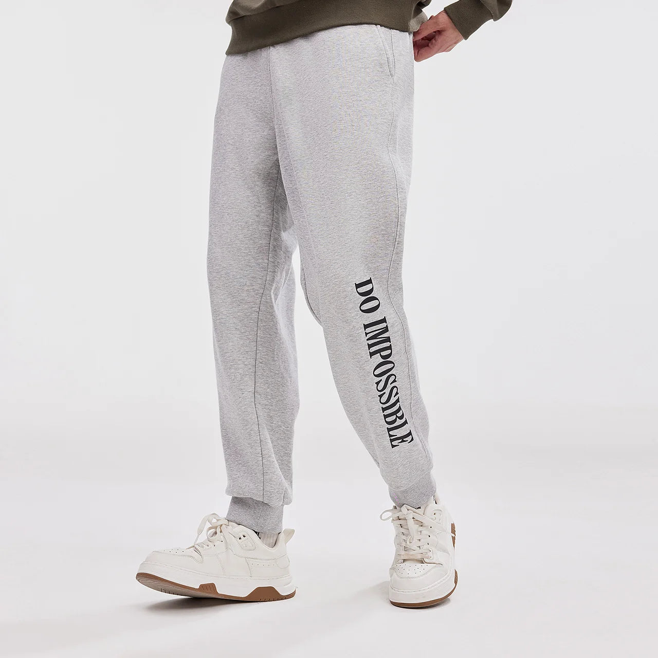 Metersbonwe Men's Fleece-Lined Tapered Pants with Side Print Autumn Winter Thermal Joggers Comfortable Cuffed Sport Sweatpants