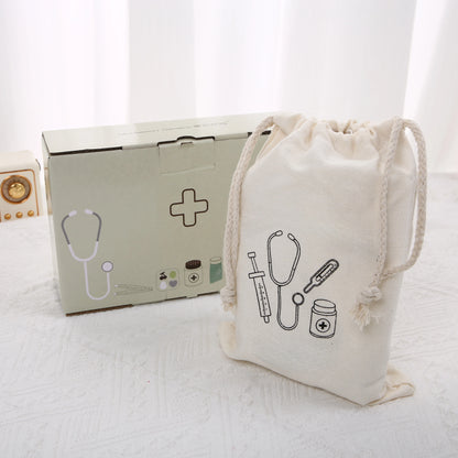 Children's Simulated Nurse Stethoscope Medical Kit Syringe Set Wooden Boy Doctor Playing House Toy