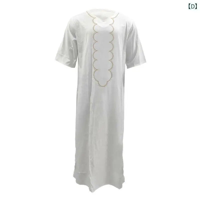 Men's Summer Islamic Robe 2026 Loose Moroccan Kaftan 3D Digital Print Middle East Traditional Muslim Thobe for Cultural Events