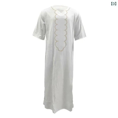 Men's Summer Islamic Robe 2026 Loose Moroccan Kaftan 3D Digital Print Middle East Traditional Muslim Thobe for Cultural Events