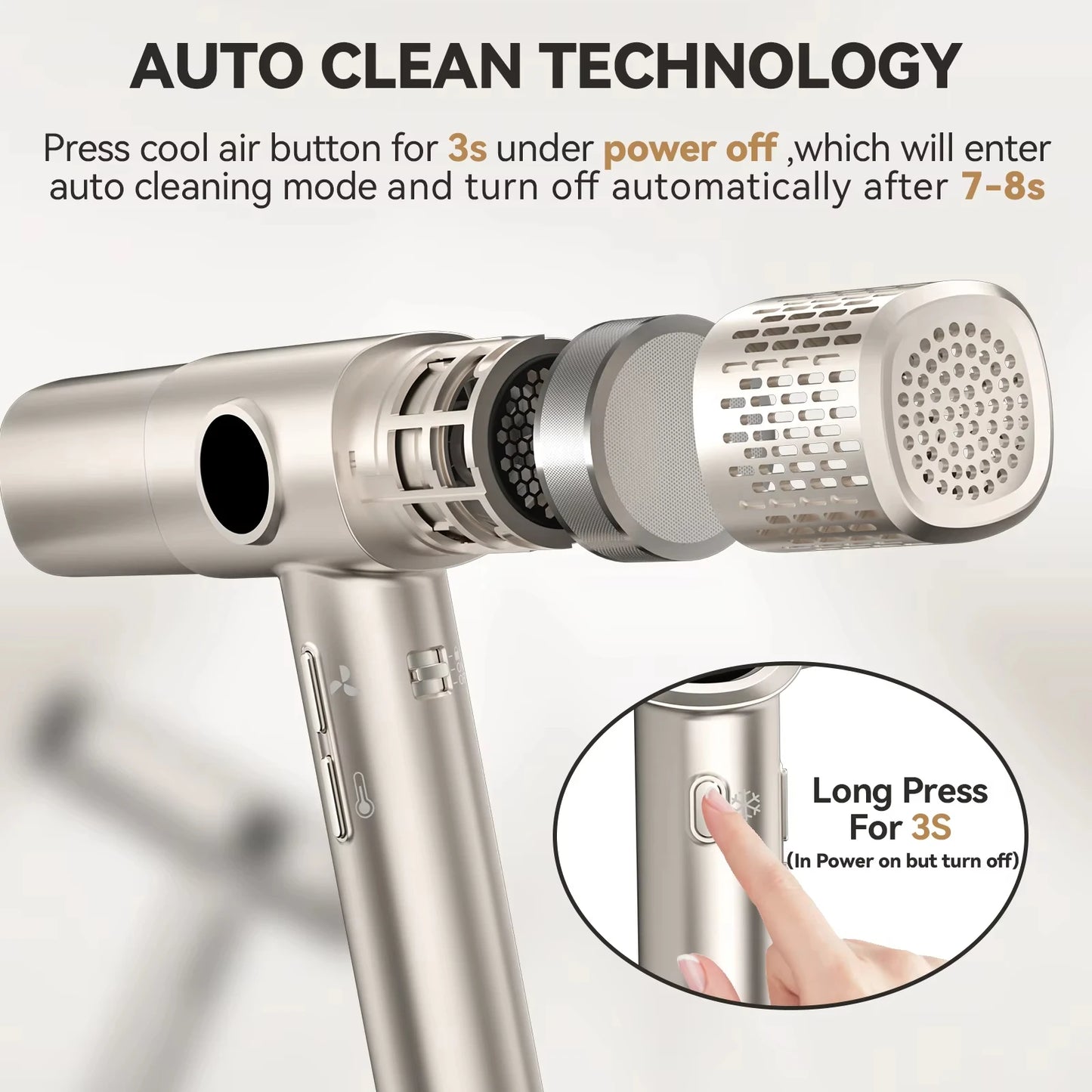 TINSOL Professional high-speed hair dryer with constant temperature for hair care salon tool home and travel portable hair dryer