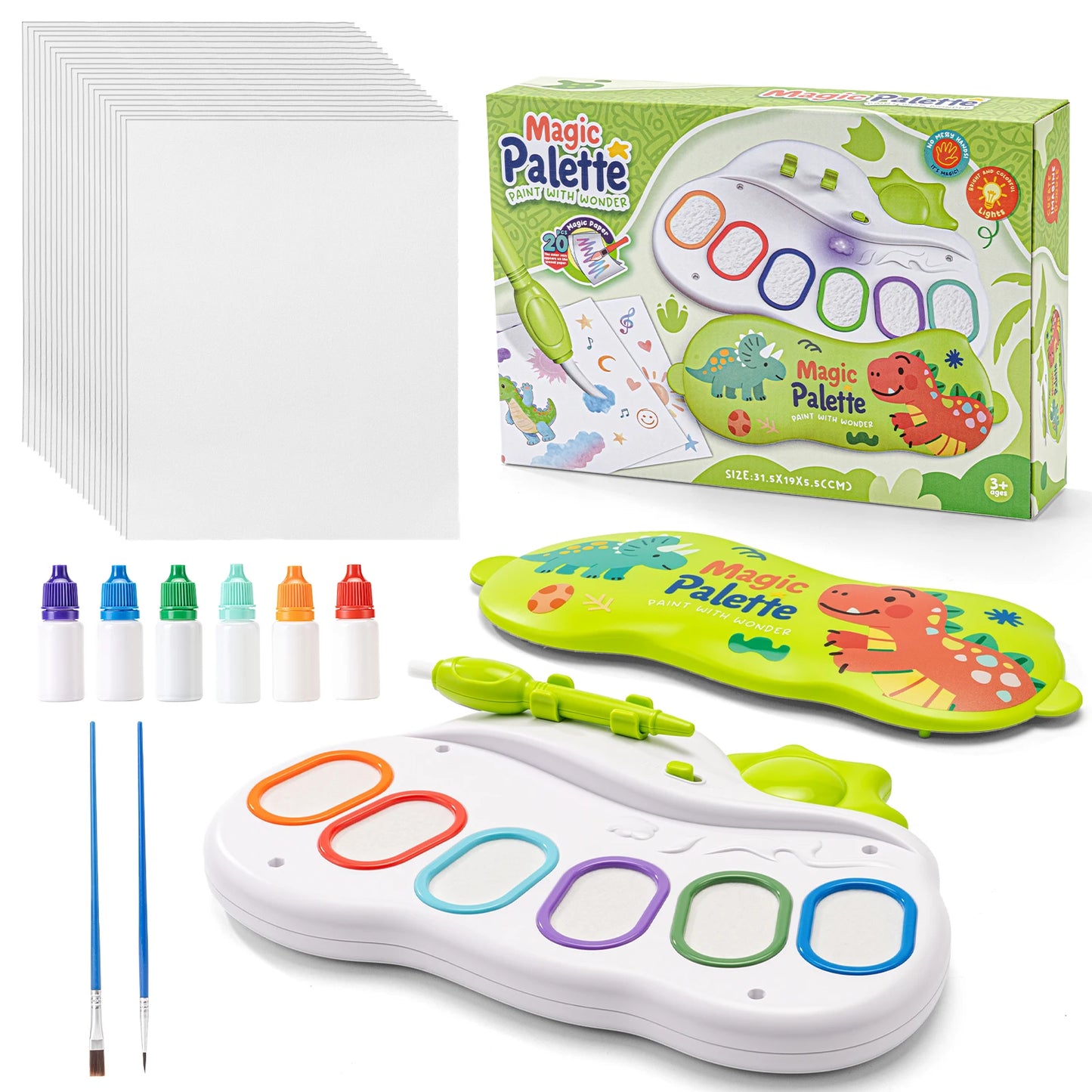 Children's Colorful Drawing Set with Stamps, Painting, Non-staining Hands, 6-color Pens | 20 Pattern Papers | Dust-free Art Toy