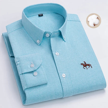 Plus Size 6XL 100% Cotton Long-Sleeve Shirts for Men Oxford Slim Fit Formal Shirt Without Pocket White Office Elegant Clothes