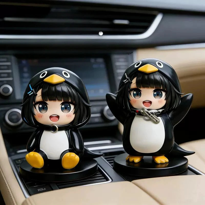 Guguga Little Penguin PVC Figure Cute Car Dashboard Decor Anime Collection Birthday Gift Kawaii Office Desk Toy Home Decor