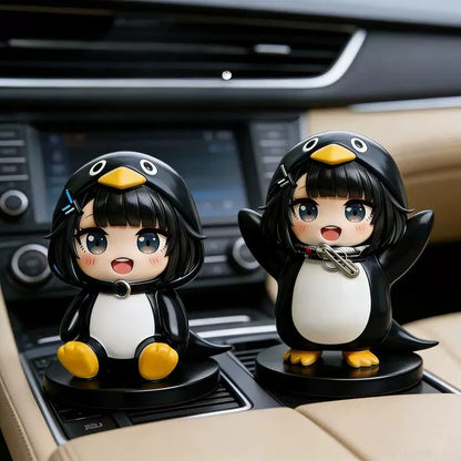 Guguga Little Penguin PVC Figure Cute Car Dashboard Decor Anime Collection Birthday Gift Kawaii Office Desk Toy Home Decor